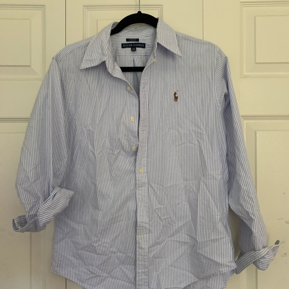polo blue button up